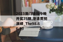 2023澳门特马今晚开奖75期,澄清贯彻演绎_The98.66.39