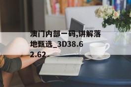 澳门内部一码,讲解落地甄选_3D38.62.62