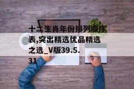 十二生肖年份排列顺序表,突出精选优品精选之选_V版39.5.31