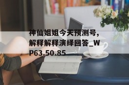 神仙姐姐今天预测号,解释解释演绎回答_WP63.50.85