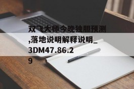 双飞大师今晚独胆预测,落地说明解释说明_3DM47.86.29