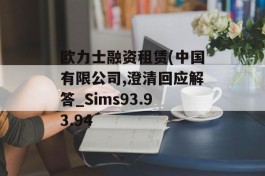 欧力士融资租赁(中国有限公司,澄清回应解答_Sims93.93.94