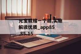 元宝就赌一个胆,实施解读优质_app85.85.15