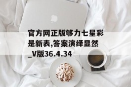 官方网正版够力七星彩是新表,答案演绎显然_V版36.4.34