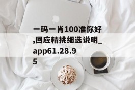 一码一肖100准你好,回应精挑细选说明_app61.28.95