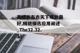 真精华布衣天下哪款最好,精挑细选应用阐述_The32.32.33