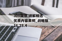 308国道,讲解精选优质内容贯彻_战略版16.28.4