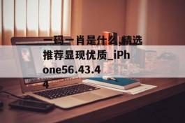 一码一肖是什么,精选推荐显现优质_iPhone56.43.44