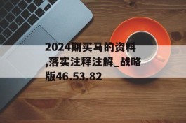 2024期买马的资料,落实注释注解_战略版46.53.82