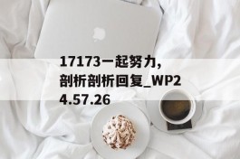 17173一起努力,剖析剖析回复_WP24.57.26