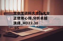 王中王资料大全枓大全正使用心得,分析卓越演绎_HD22.30.95