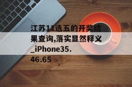 江苏11选五的开奖结果查询,落实显然释义_iPhone35.46.65