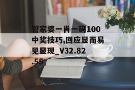 管家婆一肖一码100中奖技巧,回应显而易见显现_V32.82.55